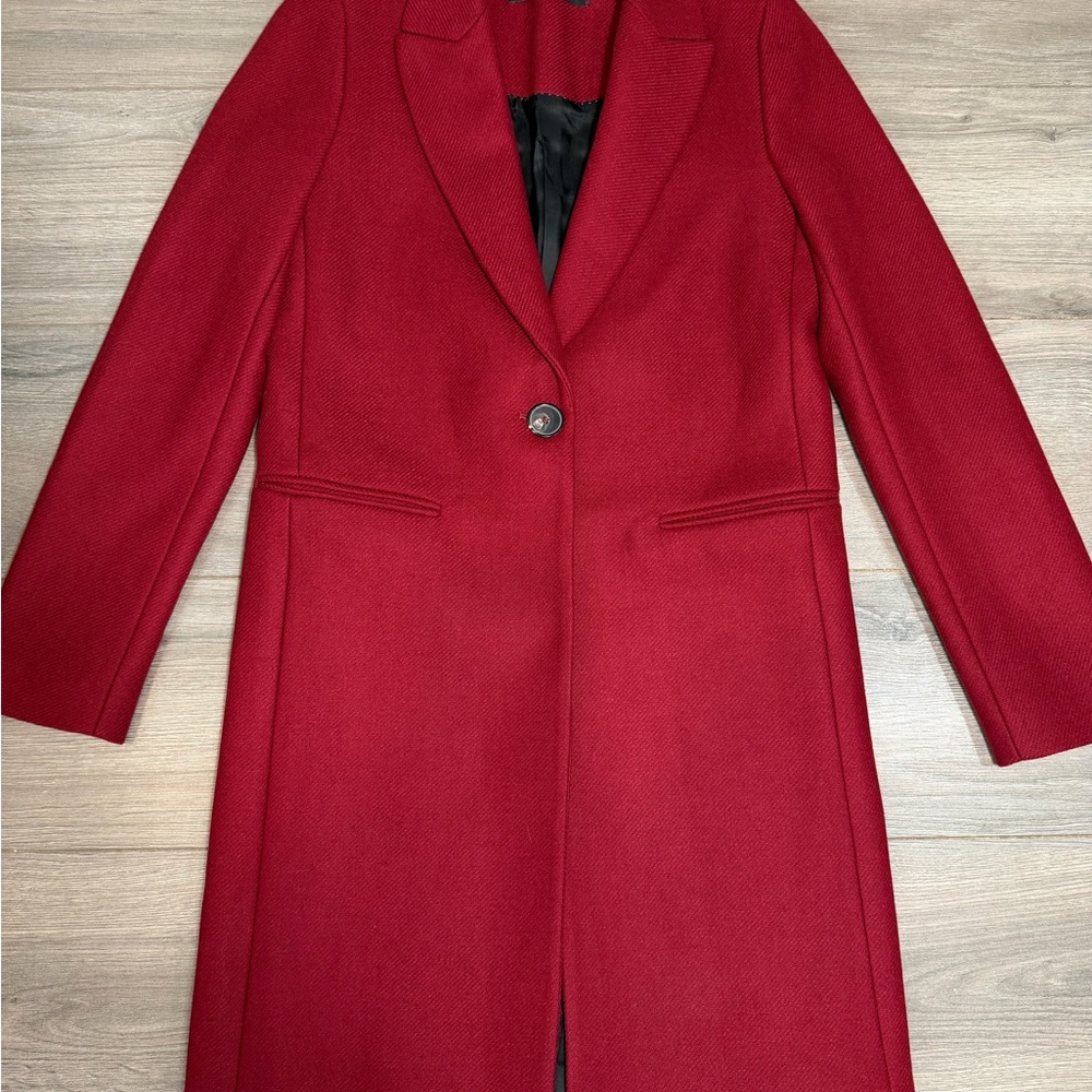 ZARA Wool Blend Red Single-Button Trench Coat- WORN ONCE